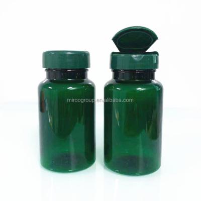 China 120cc PET Plastic Capsule Medicine Pill Protein Pill/Medicine/Healthcare/Vitamin Flip Top Green Color Pill Capsules Bottle Packaging Container for sale