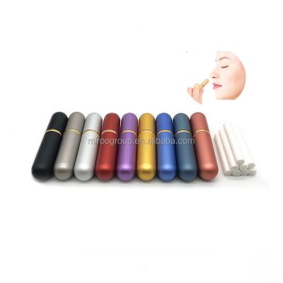 China Personal care high quality colorful refillable aluminum and essential oil inhaler glass empty nasal tube for sale