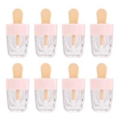 China IMIROOTREE 4ml Soft Lip Cream Ice Cream Shape Mini Lip Gloss Tube With Pink Lid Inserts Lipstick Sample Rubber Bottle for sale