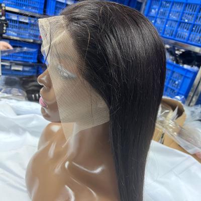 China Swiss Virgin Human Hair Wig 13x6 180% Lace Front Straight Transparent Human Hair Wig Peruvian Supplier for sale