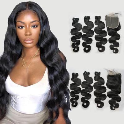 China Baby Hair Around Malaysian Weave En Lot With Remy Body Wave Lace Frontal Closure, Human Hair Extensions 100% Natural for sale