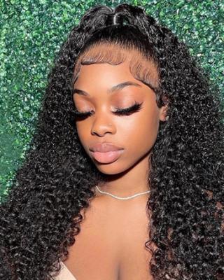 China Baby Hair Round Deep Wave Human Hair 13x4 Lace Front Wigs Deep Curly Wave Wigs For Black Women With Baby Hair Natural Hairline for sale