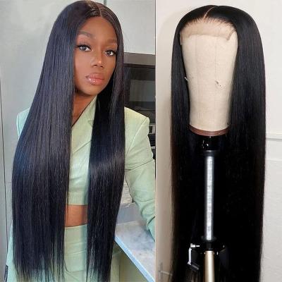 China Baby Hair Around Lace Front Wigs Malaysian Hair Pre Plucked Straight 4x4 Lace Closure Hair Wigs For Black Women With 180% Baby Hair Density for sale