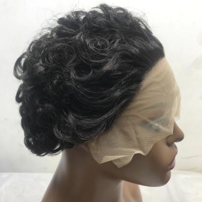 China Baby Hair Around 1B Pixie Wig Glueless HD Transparent Lace Front Wigs Burmese Raw Virgin Human Hair Lace Wigs Cuticle Aligned for sale