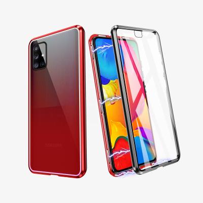 China ZHIKE Fashion New Arrival Metal Frame Aluminum Double Sided Magnetic Mobile Phone Cover For Samsung Galaxy A71 A51 A81 A91 for sale