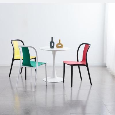 China Colorful Italian Minimalist Modern Restaurant Dining Chair Stackable Plastic Dining Chair for sale