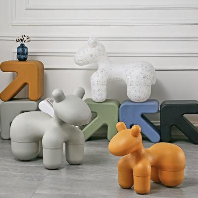 China New Designer Modern Creative Animal Stool Nordic Children's Cartoon Leisure Sofa Chair Living Room Toy Pony Leather Stool for sale