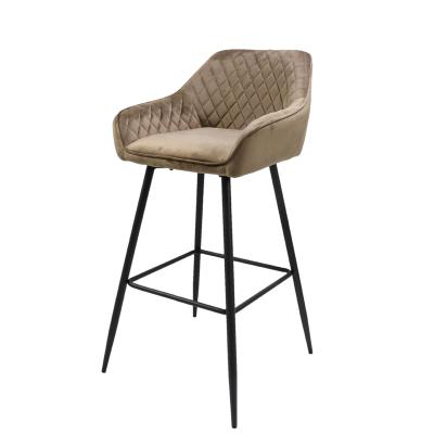 China Modern High Quality Metal Leg Nail Salon Cafe Lounge Velvet Bar Stool Chairs for sale