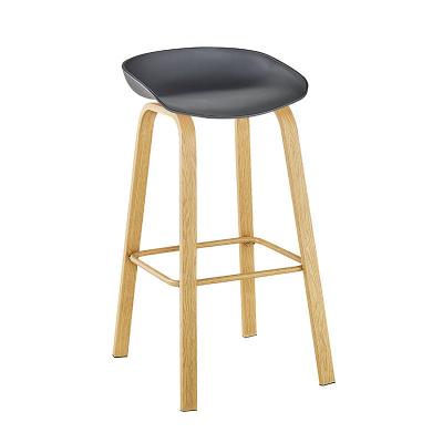 China Modern Modern Dining Room Furniture Kitchen Bar Stool Plastic Umpire Chair With Solid Wood Legs for sale