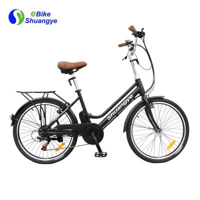 China 24 Inch 28 Inch Green Power Electric City E Bike Steel 36v 250w Cheap Electric Bikes for sale