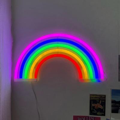 China Shops Pink Flexible Rainbow Letter Neon Sign Flex Colorful Led Plastic Light Birthday Gift Wedding Party for sale