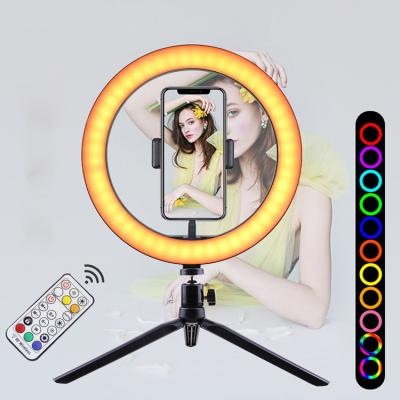 China Mini Hot Selling 13 inch Mini Makeup Living Desk Phone 10 Led Selfie Telescoping Tripod Stand Ring Light for sale