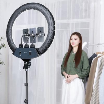 China Large 18 Inch PORTABLE Selfie Stick 18 Phone Holders In Tripod Led Ring Lights With Stand for sale