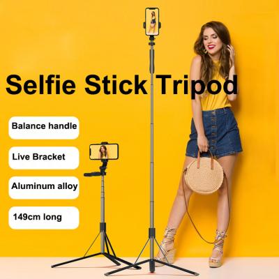 China Fashional Selfie Stick 149cm Adaptable Blue Tooth Controller BT4.0 360 Metal Selfie Stick Wireless Remote Phone Tripod for sale