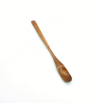 China BTS012 Long Handle Coffee Sustainable Wood Handmade Wooden Stir Spoon Tea Spoon Honey Stick Bar Spoon for sale