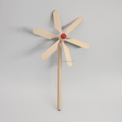 China Education Toy Bamboo Wooden Windmill Pinwheel For Kids DIY Fc02 for sale