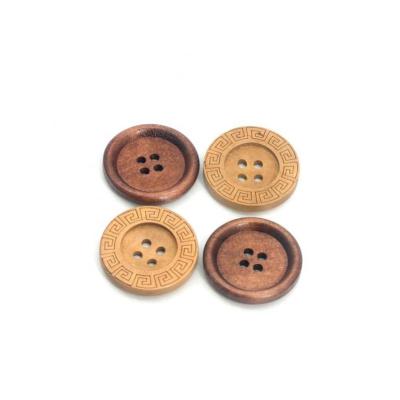 China Sustainable Handmade Natural Wooden Buttons 25mm Wooden Round 4 Holes For Clothes Sewing for sale