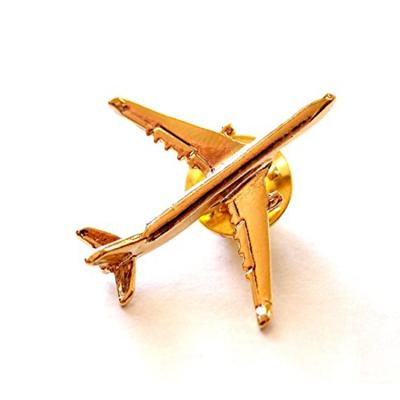 China Europe China factory custom design 3d air plane shape metal pin badge for sale