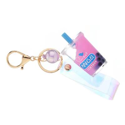 China Wholesale fruit cup tea promotion gift chain key liquid in oil floating soda cup acrylic key chain small gift for sale