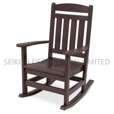 China Outdoor Rocking Chair HDPE Brown Porch Adirondack Chair for sale