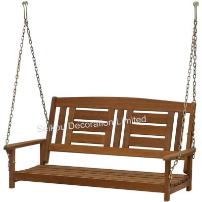 China Eco-Friendly Patio Hanging Bench Wooden Wooden Canopy Garden Canopy Swing Chair 3 Seater Outdoor Furniture for sale