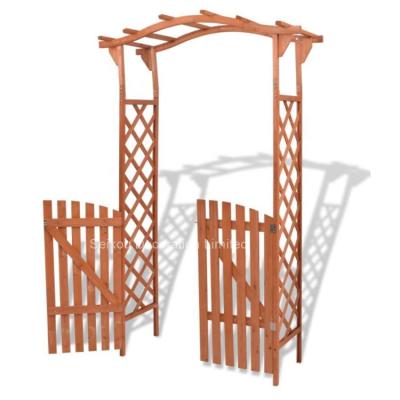 China Sustainable Festnight Patio Garden Wood Shaft Arch Outdoor Garden Door Solid Wood for sale