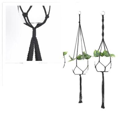 China Cotton Plant Macrame Plant Hanger Nordic Handmade Indoor Indoor Outdoor Hanging Macrame Pot Hanger for sale