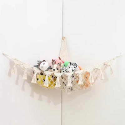 China Nordic Plush Toys Hot Sale Home Decor Boho Girl Nursery Playroom Bedroom Net Kids Toy Storage Hammock for sale