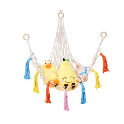 China Nordic Hot Sale Hand - Woven Large Macrame Toy Hammock Corner Hanging Animal Toy Hammock Home Decoration for sale