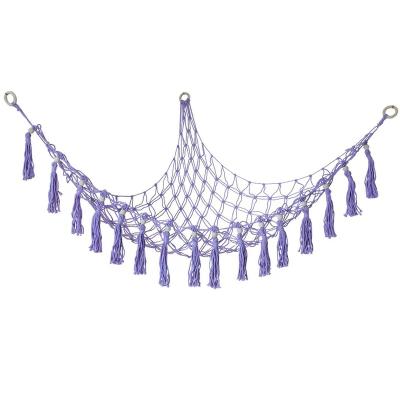 China Macrame Hanging Toy Holder Hammock Colorful Boho Style Home Decoration Cotton Nordic Handmade Yarn Corner for sale