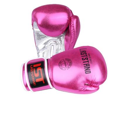 China Factory Customization Functional Pink Logo Micro-fiber Color Laststand Layers Genuine Leather Chinese Boxing Gloves for sale