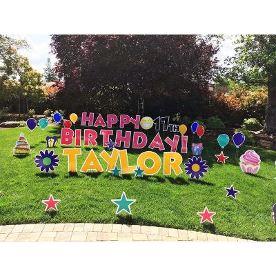 China Custom Outdoor Waterproof Advertising / Promotion / Birthday Yard Corrugated Sign Decoration Lawn Sign etc. with stakes for sale