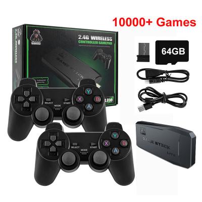 China Dual Controller 2.4G Wireless Video Game Console 64G Built-in 10000 Games For PS1/FC/GBA Wireless Controller Game Stick Retro Mini Handheld Kid Xmas Gift for sale