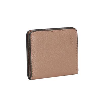 China Waterproof fashion top layer lychee pattern ladies short card holder exquisite practical compact wallet for sale