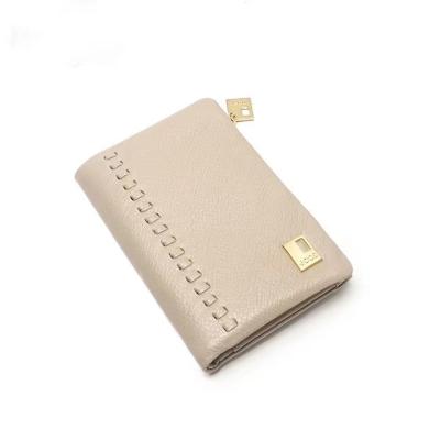 China Waterproof fashion top layer lychee pattern ladies short card holder exquisite practical compact wallet for sale