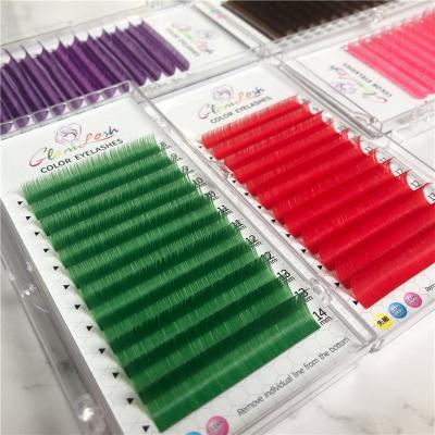 China Long Volume Fans Lashes Natural Handmade Loose Colorful Indiavidual Eyelash Extension Multi Color Lashes for sale