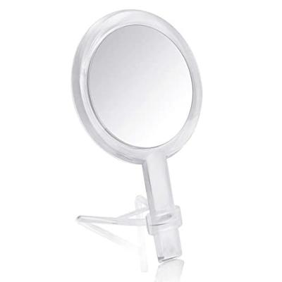 China Gotofine Custom Magnifying Double Sided 1X and 10X Handheld Vanity Mirror with Clear Stand Handheld Vanity Mirror for sale