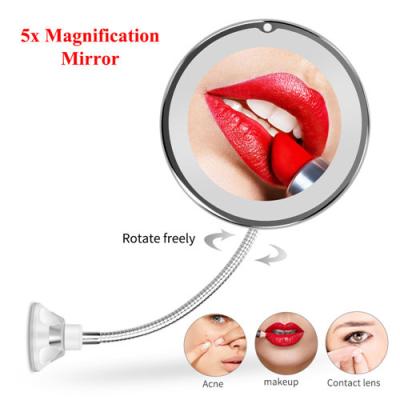 China Lighted LED Mirror Light Makeup Mirror With Led Light 10X Flexible Magnifying Mirror Cosmetic Vanity Mirrors Dropshipping for sale