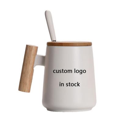 China Creative Viable Business Creative Wood Bamboo Ceramic Gift Office Home Mug Coffee Handle Mug Wholesale Ceramic Mug for sale