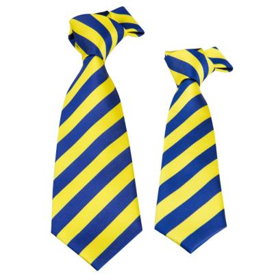 China Custom School Boys Polyester QZ-1490 Shengzhou Chinese Tie Yellow And Blue Striped Tie for sale