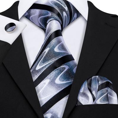 China Fashion Casual Formal Black White Stripe Printed Logo Tie Custom Brands Name 100% Silk Men's Tie for sale