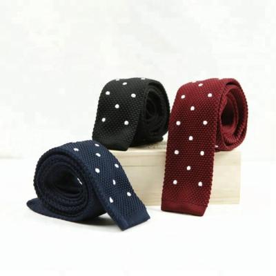 China Wholesale Casual Formal Cheap Woven Silk Knitted Mens Tie Knitting Ties With Polk Dotted Stripe Pattern for sale