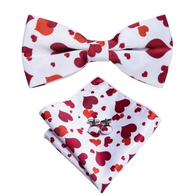 China Modern New Design Red Love Silk Printed Custom White Silk Bow Ties Men's Bowties for sale