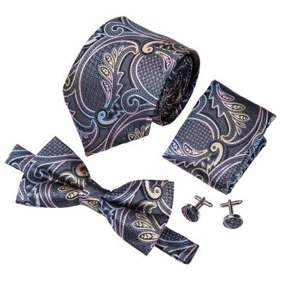 China Paisley Paisley Tie Set Woven Silk Bowties And Handkerchief For Men's Tie Making Machine for sale