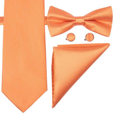 China Solid Solid Color S-100 Tie Set Woven Silk Bowties And Handkerchief Tie Set For Men for sale