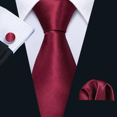 China Wholesale Classic Formal Jacquard Woven Mens Fashion Solid Color Tie Set Plain Silk Ties for sale