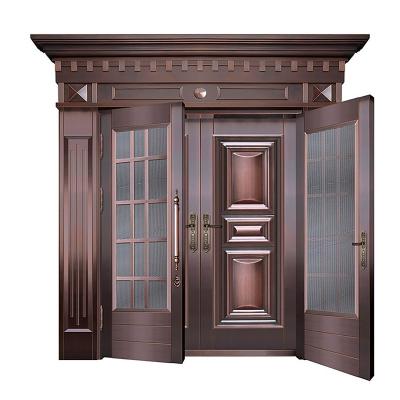 China Fancy Look Patterned French Door Front Entrance Wrought Iron Door High Strength And Corrosion Resistance Safety Security Door for sale