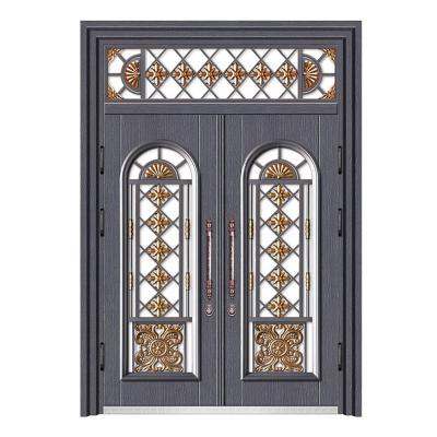 China Front Doors For Houses Security Style High Strength And Corrosion Resistance American Grill Double Entry Stainless Design Steel Door for sale