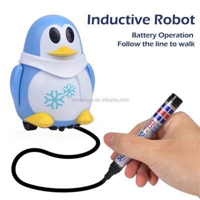 China Penguin Educational Robot Toy Inductive Robot Follower Line Christmas Electric Toys With Light for sale