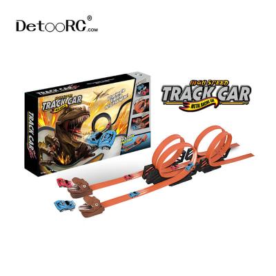 China Slot Toy Detoo Toy Car Track Pull Back Mini Car Racing Track for sale